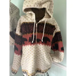 Vtg Earth Ragz Wool Southwest Hooded‎ Jacket Medium Forest thumbnail 3