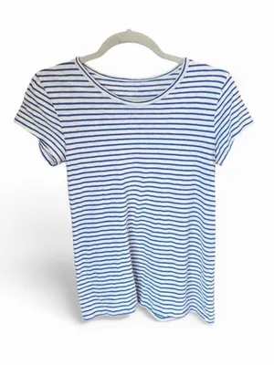 J Crew ‘Painter Tee’ Blue & White Striped T-Shirt Sz S 100% Cotton thumbnail 2