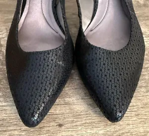 Life Stride Black Slingback Heels Shoes Women’s Size 8.5 Flower Pattern Office thumbnail 4