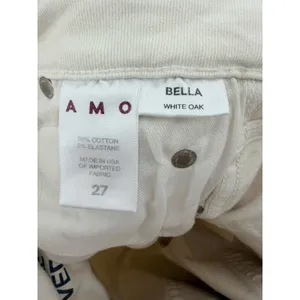 AMO Bella White Oak Distressed‎ High Rise Slim Straight Jeans Off White 27 thumbnail 6