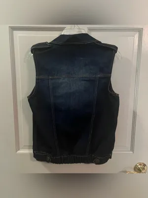 Dolled Up Vintage Women’s Dark-wash Denim Vest with Beaded Embellished Pocket thumbnail 5