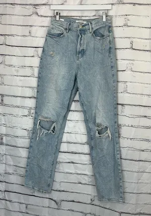 Vintage Y2K PacSun Dad Jeans High Rise Button Fly Light Wash Distressed Size 28 thumbnail 8