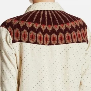 FREE PEOPLE Mixed Media Sage Buttondown Shirt Wool Western Polka Dot‎ Medium thumbnail 10