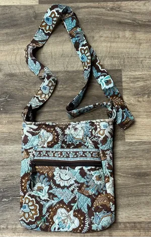 Vera Bradley Brown Blue Paisley Crossbody Purse thumbnail 1