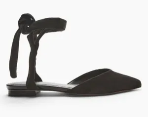 NWT Schutz Barbrah suede wrap ankle flats black 6.5 thumbnail 1
