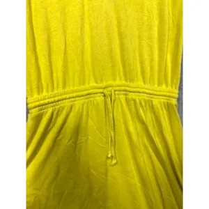 Boden Estelle Dress US 2‎ Yellow Linen Blend Drawstring Waist Embroidered Neck thumbnail 5