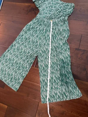 Anthropologie Maeve Jamie Wide Leg Jumpsuit Green Print Size Medium thumbnail 7