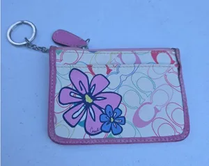 Coach Multicolor Floral Pattern Signature Print Coin Purse And Key Pouch thumbnail 1