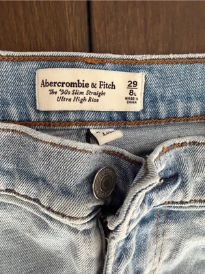 Abercrombie & Fitch Light Blue High-Rise Slim Straight Jeans thumbnail 3