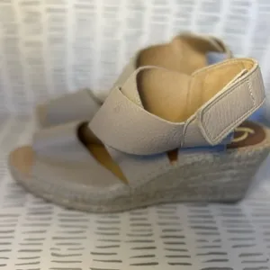 Kanna Spain Women 38 7.5 Taupe Pebbled Leather Espadrille Wedge Sandals‎ Boho thumbnail 2