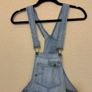 Lei denim short overalls sz S y2k 90s light wash casual western cowgirlcore long thumbnail 2