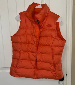 The North Face Nuptse 700 Goose Down Puffer Orange/Red Vest Jacket Us Women M thumbnail 1