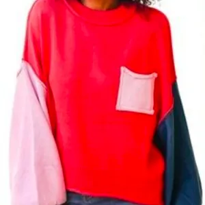 POL Red and Pink Colorblock Sweater thumbnail 1