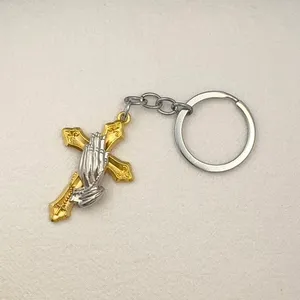 Cross Praying Hands Keychain Charm for Men Women Car Keychain Bag Charm thumbnail 3