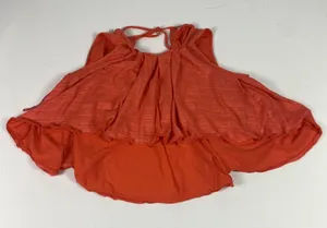 Free People Tank Top Womens Small‎ Orange Striped High Low Flowy Halter Boho thumbnail 1