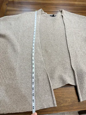HANNAH Women’s Open Front Cardigan Size L Taupe Ribbed Knit Oversized Sweater thumbnail 4