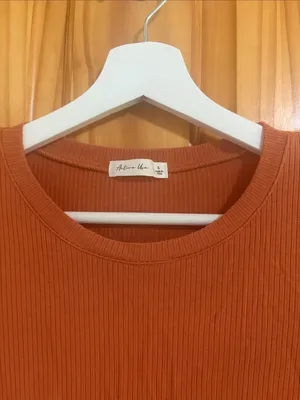 Nordstrom Size Small Orange Ribbed Long-Sleeve Shirt thumbnail 3