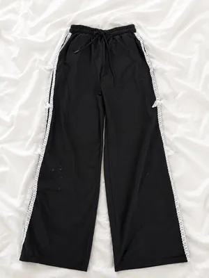 Free Haven Black Wide Leg Lace Trim Pants Size M thumbnail 1