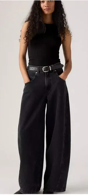 New Levi's 24x30 Premium Super Baggy Barrel Women's Jeans Open Mind Black thumbnail 1