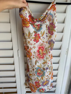 RunAway White Floral Slip Dress with Multicolor Print thumbnail 3