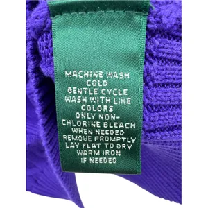 Lauren Ralph Lauren Purple Cable Knit Tennis Sweater V-Neck Preppy Varsity L NWT thumbnail 4