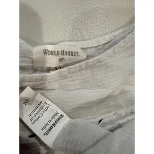 World Market Sheer Top Womens S/M White Boho Cottage 100% Cotton Travel Vacation thumbnail 3