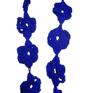 Hand Crafted Crocheted Blue Flower Scarf thumbnail 2