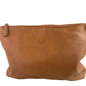 Free People Women's Brown Vegan Faux Leather Zip Closure Clutch Pouch Hand Bag thumbnail 2