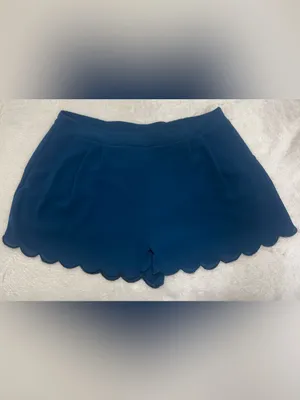 Mine Dark Blue Scallop-Hem High Waist Pull On Shorts Size Large thumbnail 2