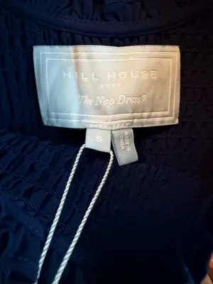 Hill House Home The Louisa Nap Dress S Navy Cottagecore Smocked Puff Sleeve NWT thumbnail 7