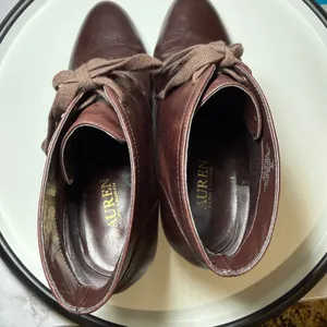 LRL Dark Academia Tamia Wedge‎ Booties 7B Brown Leather Lace Up Ankle Gothic thumbnail 8