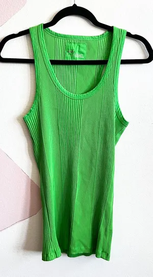 Aerie Green Ribbed Tank Top Casual Minimalist Soft Girl Athleisure Large‎ thumbnail 1