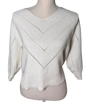 Brochu Walker Decker V-Neck Cotton-Blend Sweater White M thumbnail 1