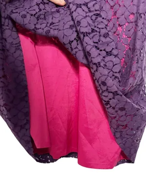Adrianna Papell Purple Pink Lace Overlay Fit Flare Dress A Line Size 6 thumbnail 7