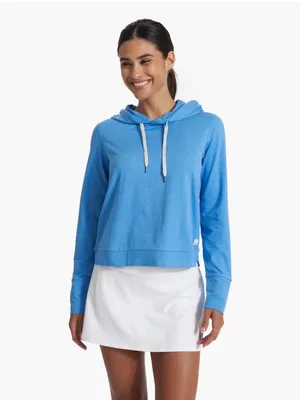 Vuori Women's Halo Essential Hoodie Baltic blue heather size large thumbnail 2
