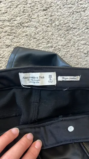 Abercrombie & Fitch high rise straight vegan leather pants thumbnail 4
