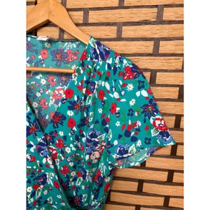 J. Crew Turquoise Floral Wrap‎ Style Dress Size 4 thumbnail 5