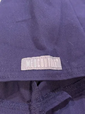 MedCouture Touch Scrub Top, Eggplant, Size XS, V-Neck with Pocket and Rib-Knit S thumbnail 5
