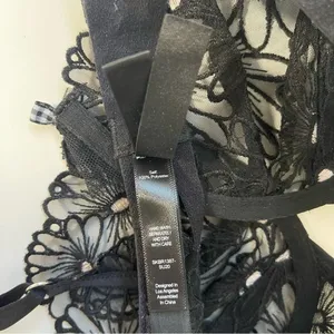 For Love and Lemons Lilou Bra Black Sheer Floral Lace Balconette thumbnail 9