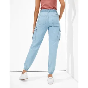 NEW American Eagle Denim‎ Relaxed Mom Jogger Sz 0 Medium Wash Cargo High Rise thumbnail 2