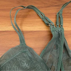 AERIE Pop Lace Olive Sage Green Padded Bralette Size M thumbnail 7
