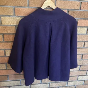 Elena Solano Angora Lambs Wool Sweater Cape Size PXL Purple Academia Shrug thumbnail 4