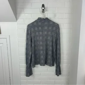 Zara Houndstooth Herringbone Knit Long Sleeve Top Size M thumbnail 10
