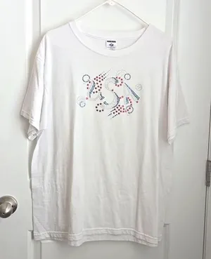 Vintage Style USA White Graphic Tee Red & Blue Abstract Art T-Shirt Size Large thumbnail 1