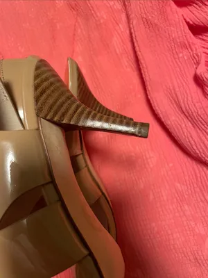 MICHAEL Michael Kors Tan Patent Leather Slingback Heels thumbnail 7