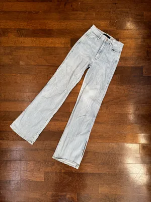Saks 3x1 NYC light wash side slit flare high waisted stretch jeans thumbnail 4