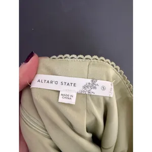 Altar'd State Sage Green Floral Eyelet Midi Skirt Scalloped Waist Small thumbnail 4