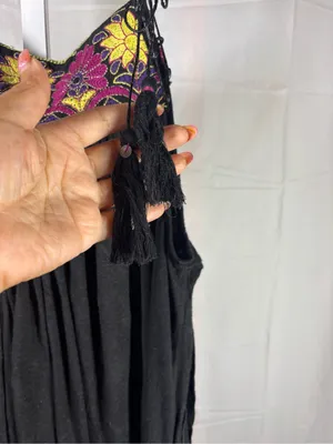 Free People Black Tiered Embroidered Tie-String Camisole thumbnail 8