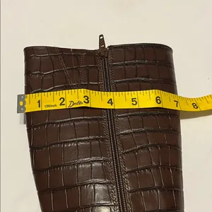 Gianni Bini Brown Croc-Embossed Heeled Boots thumbnail 9