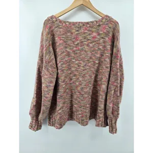 Pilcro and the Letterpress Sweater Womens Medium V-Neck Pullover Pink Multi Marled Knit EUC thumbnail 4